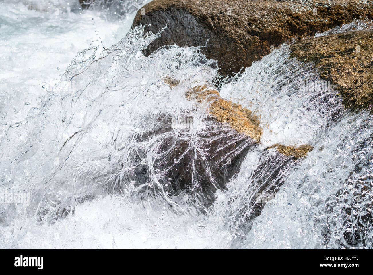 Rushing river on John Muir Trail, Kings Canyon National Park, California, United States of America, North America Stock Photo