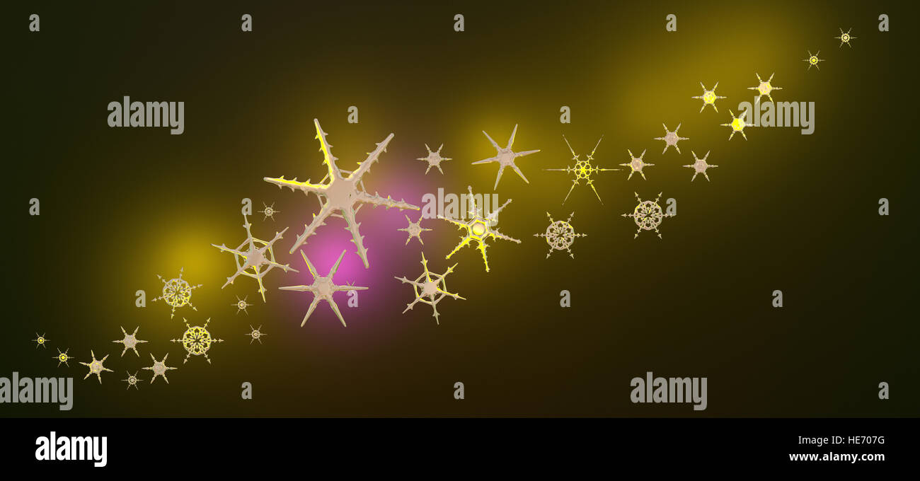 Computer Graphic Snowflake golden snowflakes, photo-realistic computer graphic Stock Photo - Alamy