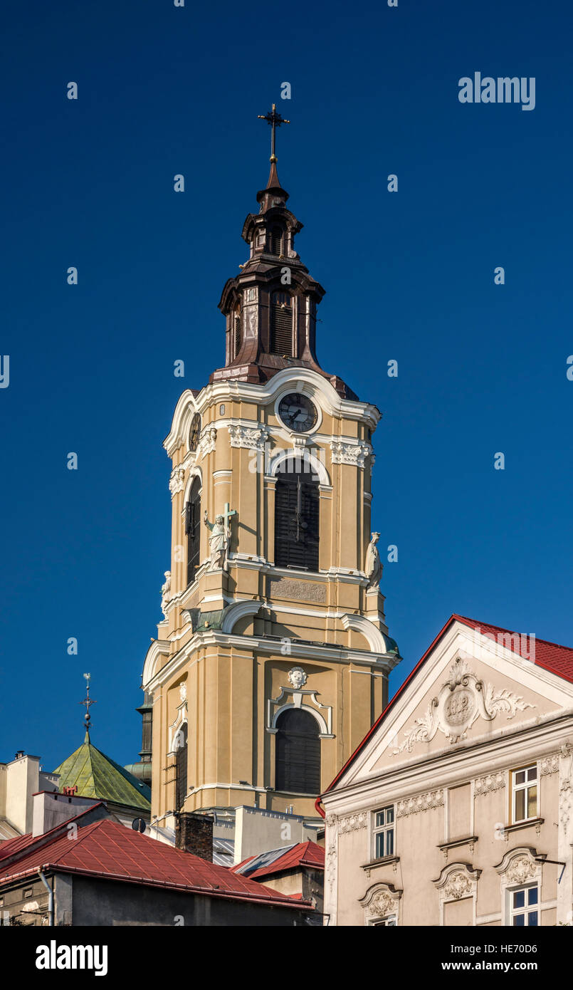 Bell Tower at Cathedral Basilica of Virgin Mary and St John the Baptist in Przemysl, Poland Stock Photo