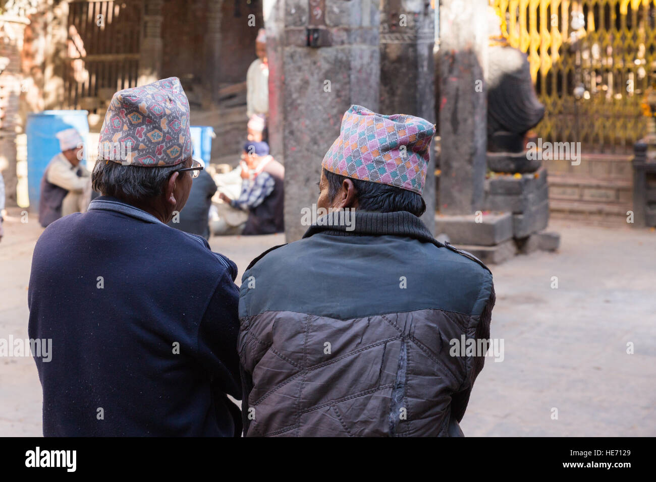 Two men in traditional dhaka topi hat Stock Photo