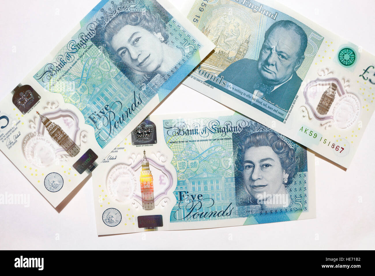 New British Five Pound banknotes Stock Photo Alamy