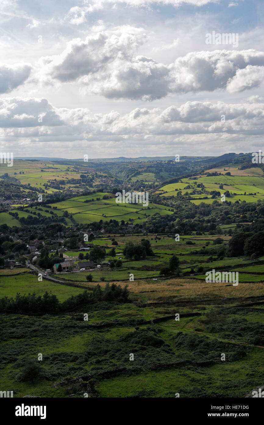 View across the Derwent Valley from Curbar Edge Peak District Derbyshire England UK Stock Photo