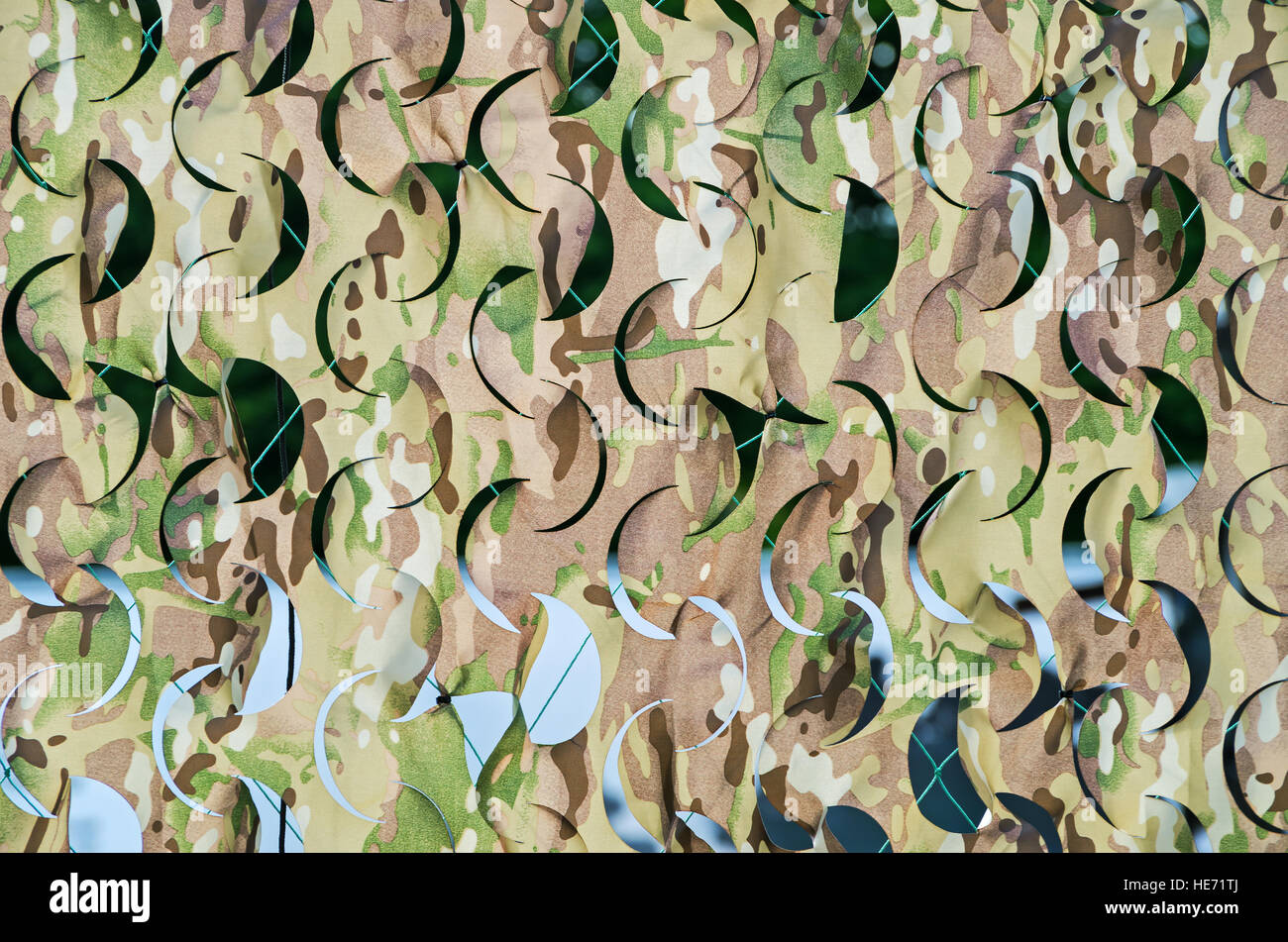 Military camouflage netting to conceal armament and personnel of the