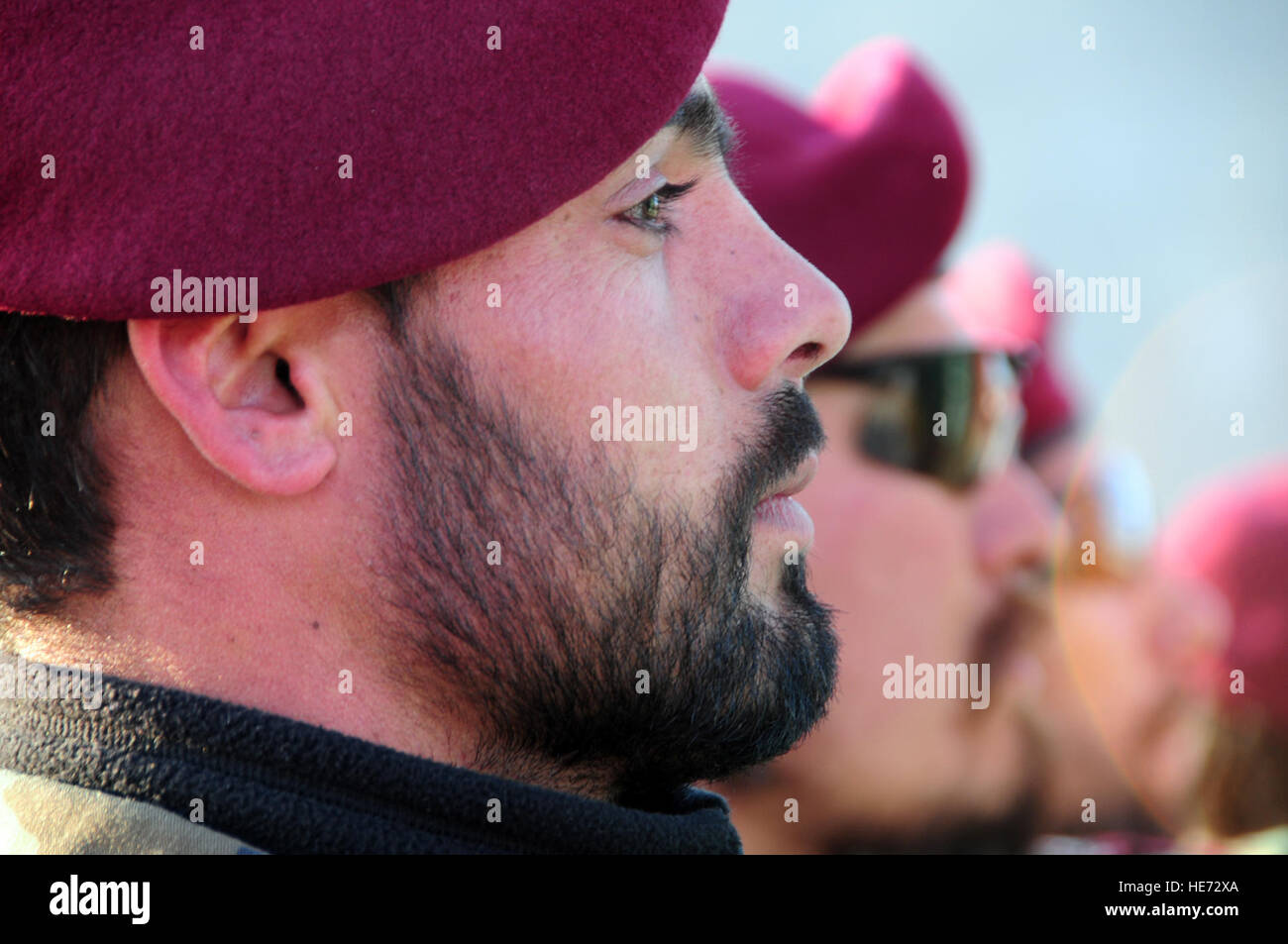 100121-F-1020B-052 Kabul - Afghan National Army commandos proudly display their new red berets during their graduation ceremony. More than 920 commandos graduated the 12-week course, which is modeled after U.S. Army Ranger training.   Staff Sgt. Sarah Brown/) Stock Photo