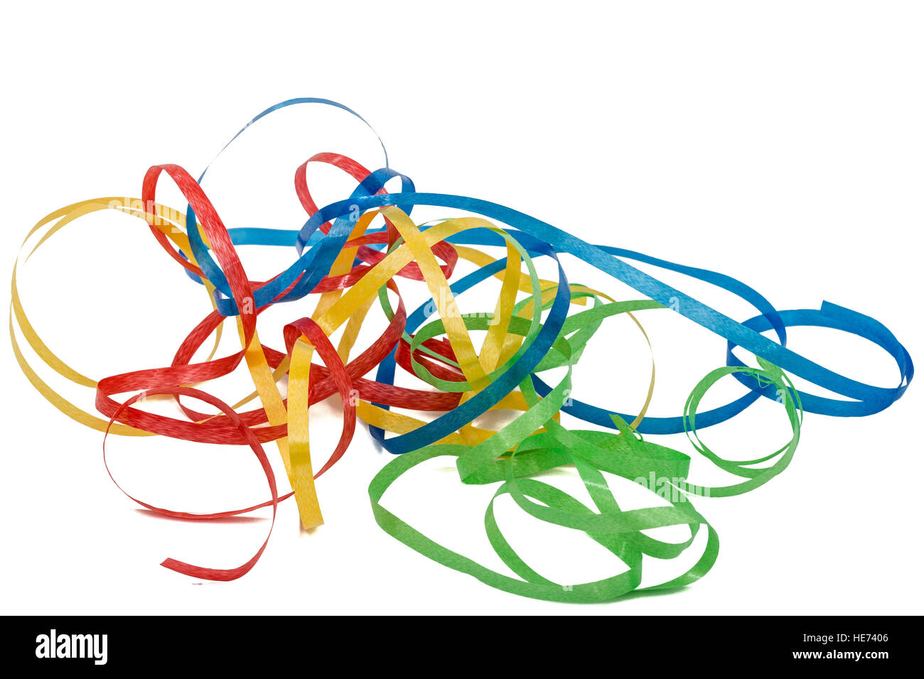 Multicolored streamer, isolated on white background Stock Photo - Alamy