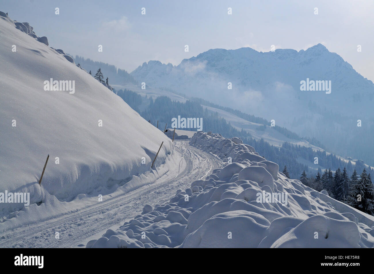 Winter landscape in the Alps Stock Photo