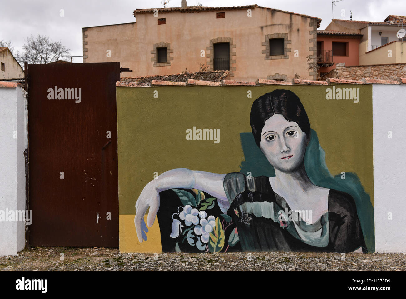 Caltojar, Spain. 17th Dec, 2016. Replicas of works by Spanish artist Pablo Picasso on a wall in Caltojar, north of Spain. © Jorge Sanz/Pacific Press/Alamy Live News Stock Photo