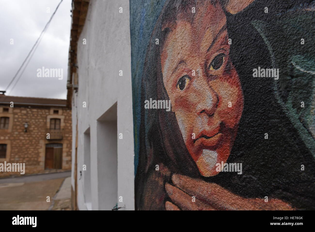 Caltojar, Spain. 17th Dec, 2016. Replicas of works by Spanish artist Pablo Picasso on a wall in Caltojar, north of Spain. © Jorge Sanz/Pacific Press/Alamy Live News Stock Photo