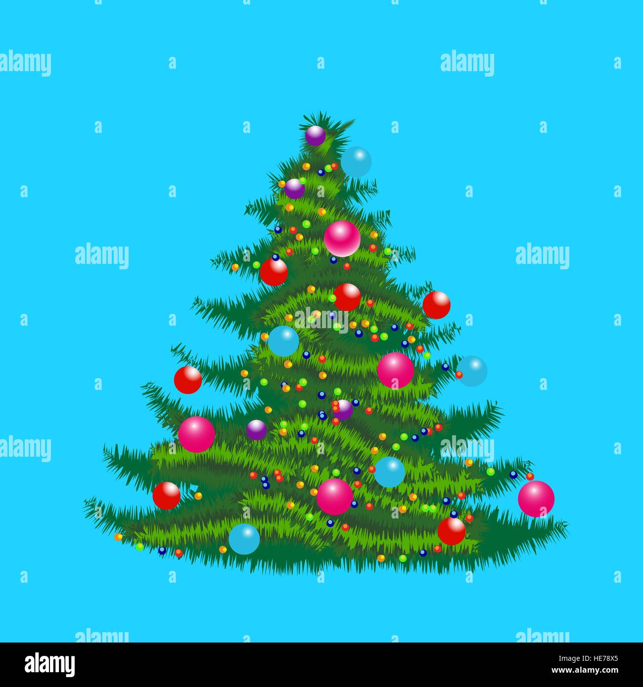 Vector illustration of christmas tree with ornaments Stock Vector Image ...