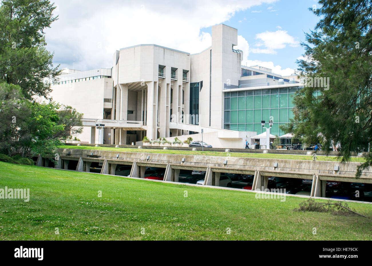 The exterior of the National Gallery of Australia in Canberra. Stock Photo