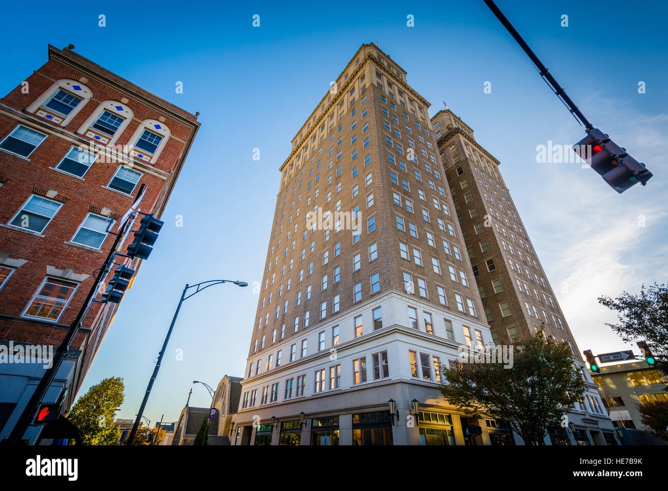 Buildings and intersection in downtown WinstonSalem, North Carolina