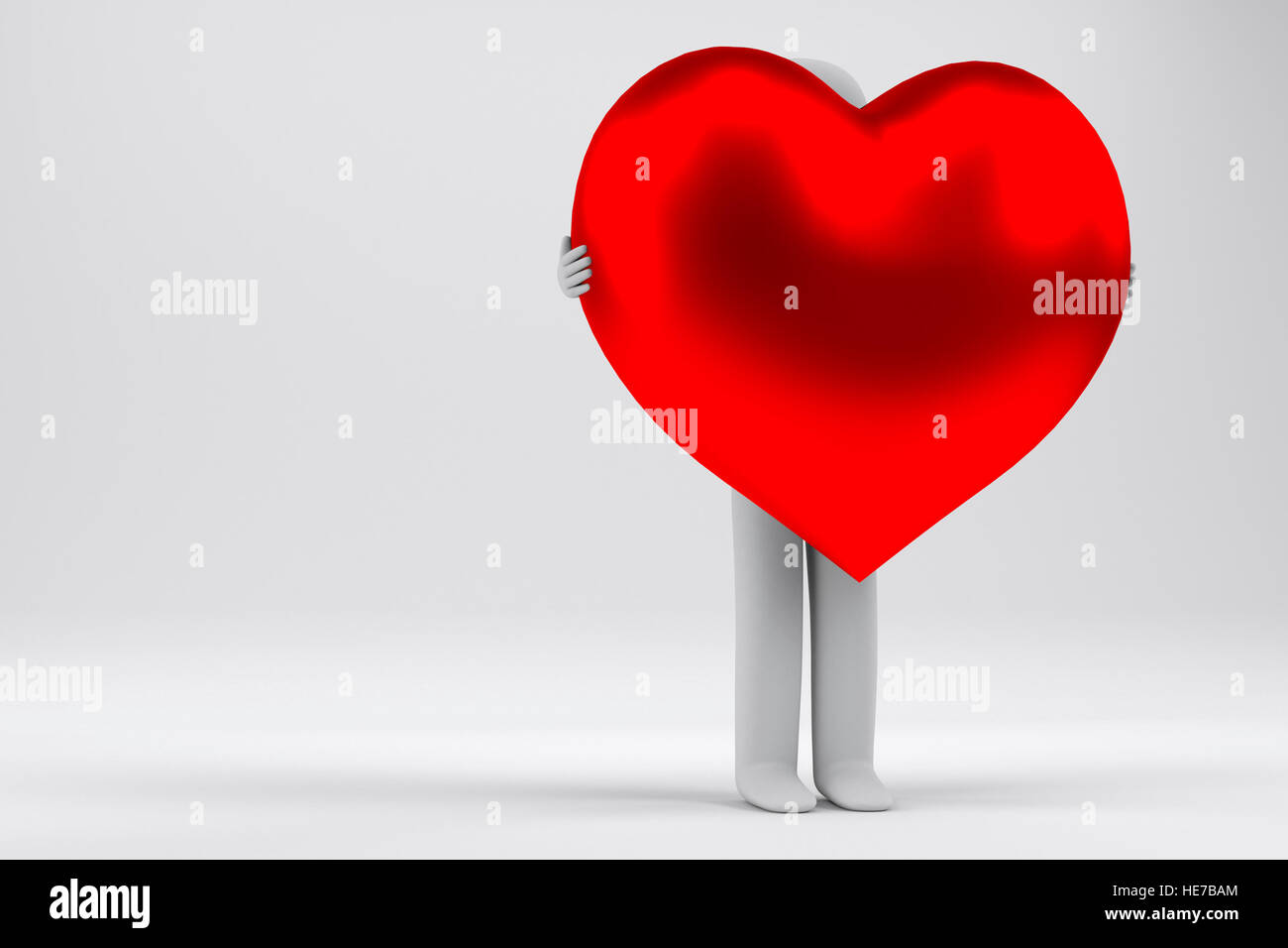 3d man holding the big red heart, 3d rendering Stock Photo - Alamy