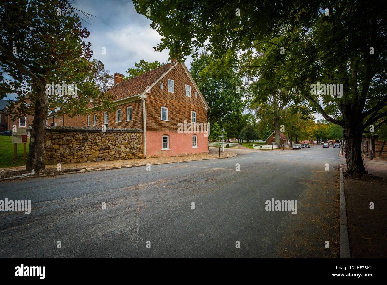 Old houses along Main Street in the Old Salem Historic District, in
