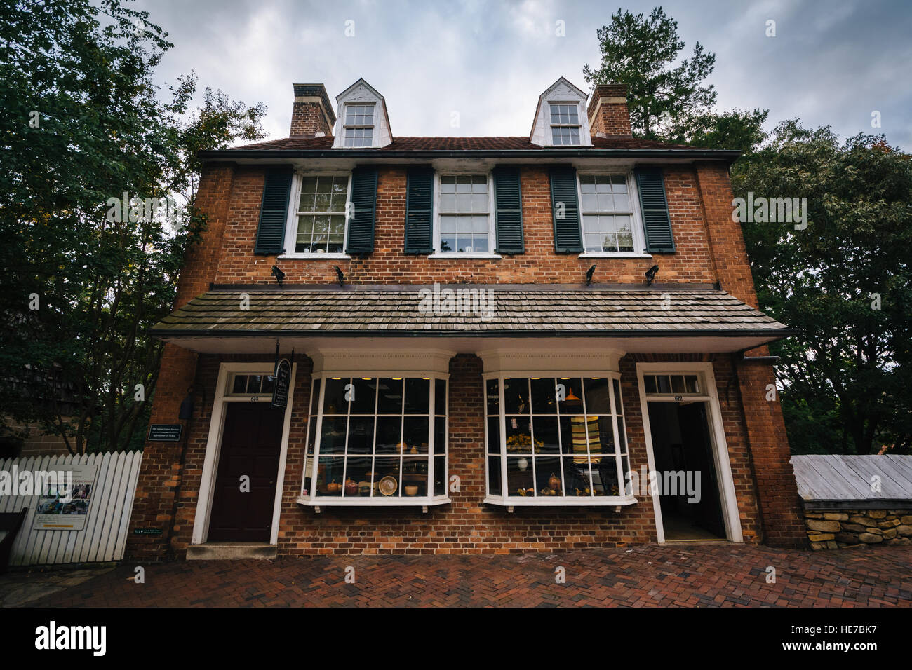 Old houses in the Old Salem Historic District, in downtown Winston