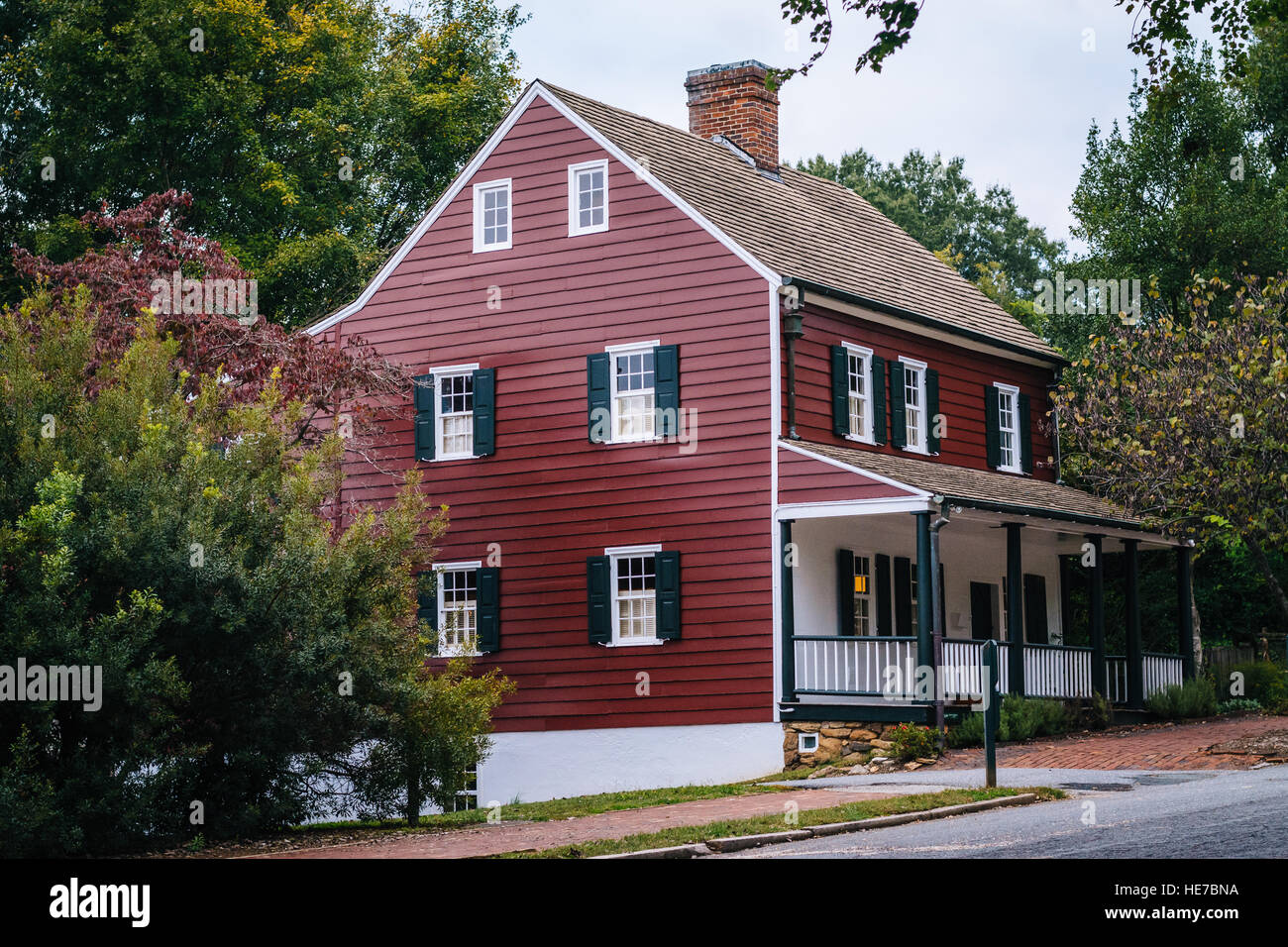 Old houses in the Old Salem Historic District, in downtown Winston