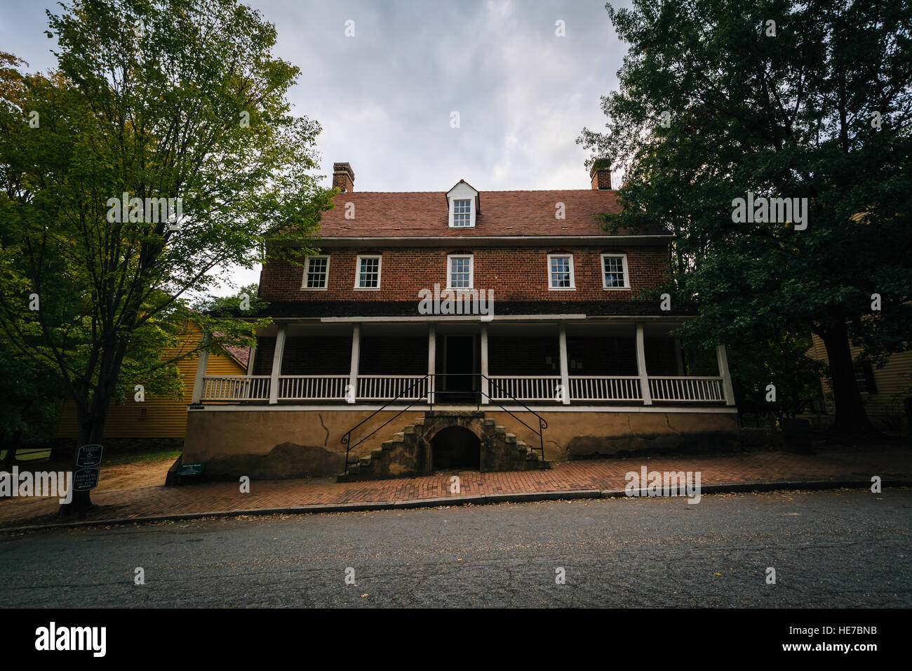 Old houses in the Old Salem Historic District, in downtown Winston