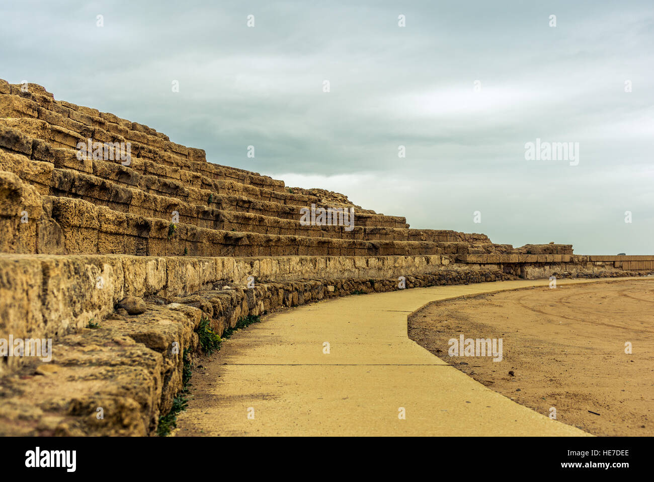 Oval Roman amphitheatre in Caesarea in Israel - 2 Stock Photo - Alamy