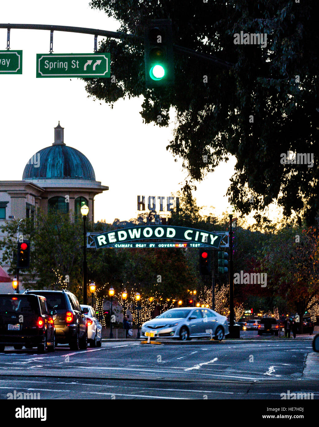 Downtown Redwood City California USA in the Christmas Season Stock