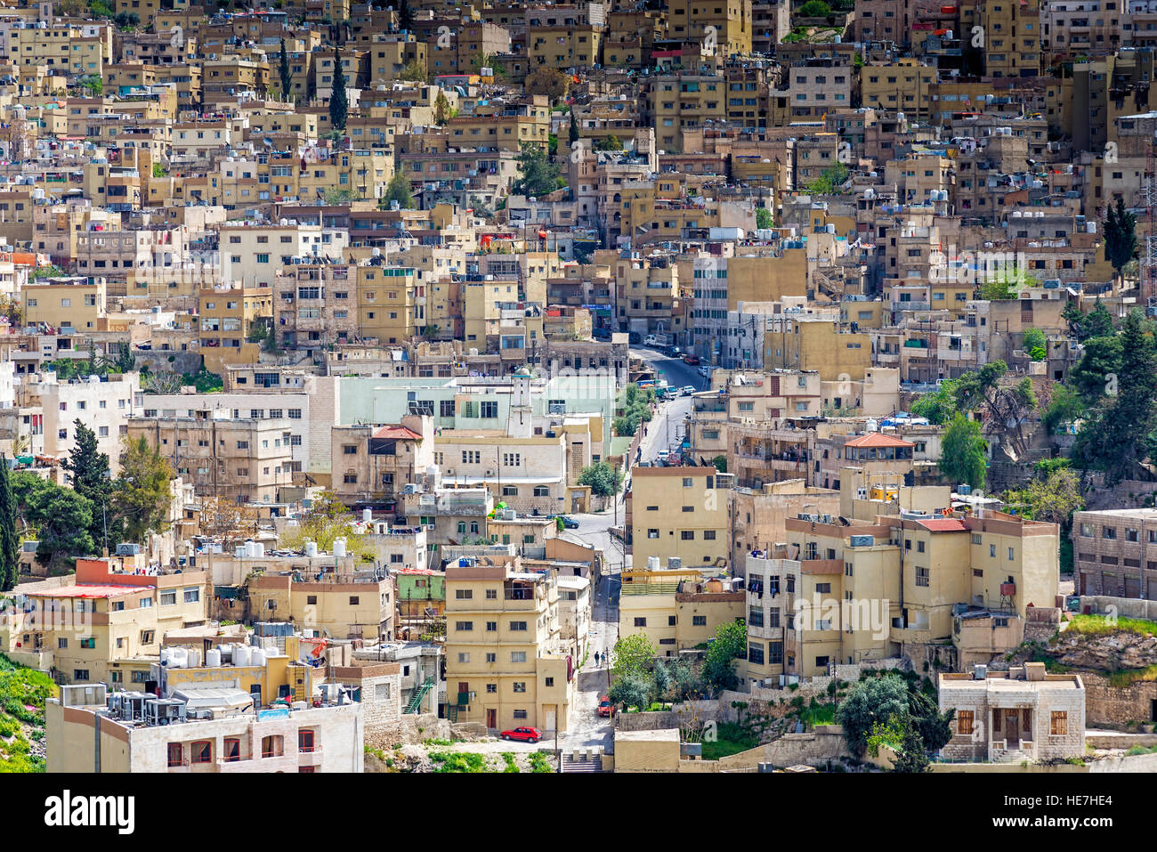 Amman, Jordan - April 03, 2015: Close up view of Al Yarmouk district in Amman, the capital and most populous city of Jordan Stock Photo