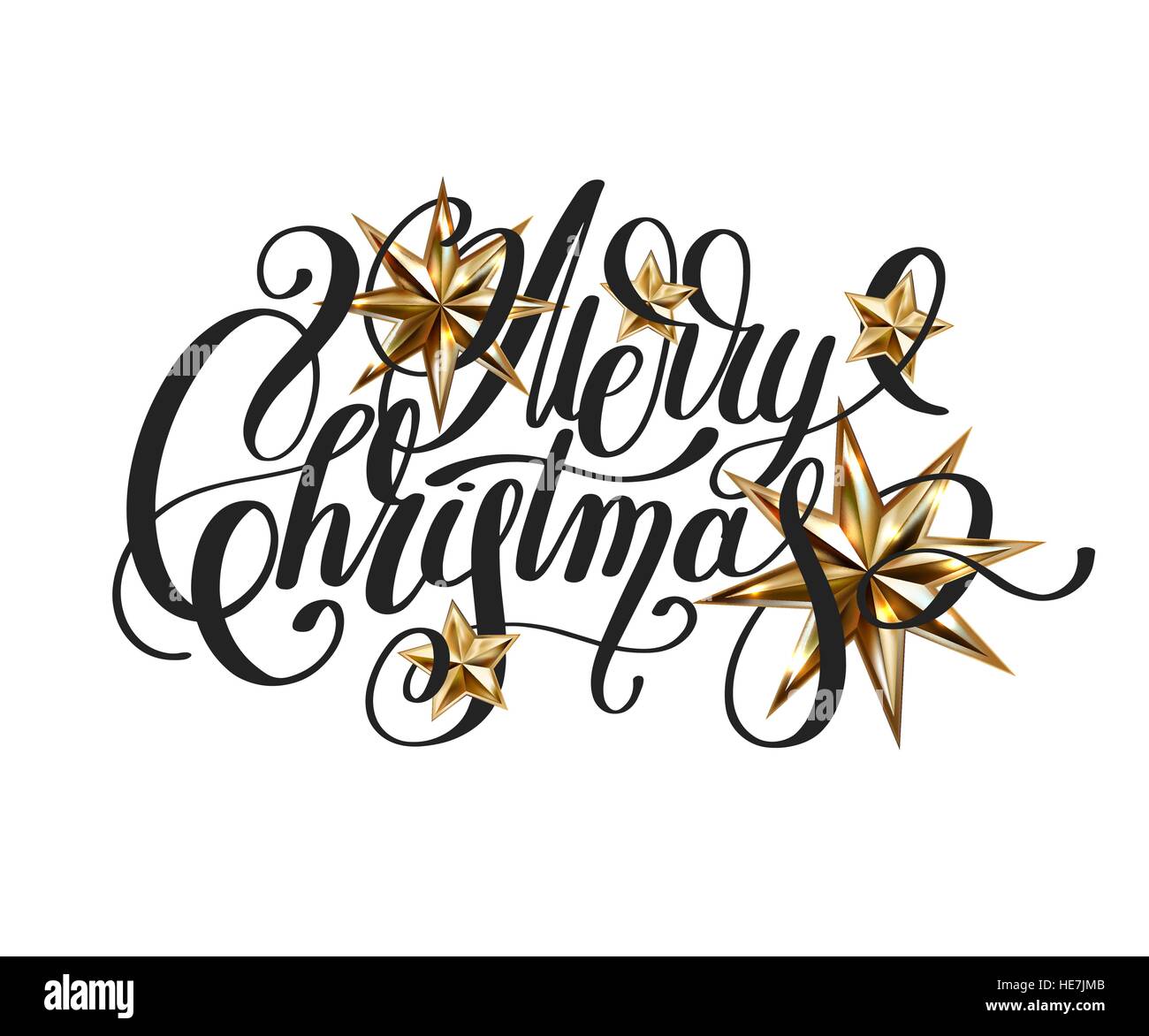 golden stars and handwritten lettering calligraphic inscription Stock ...