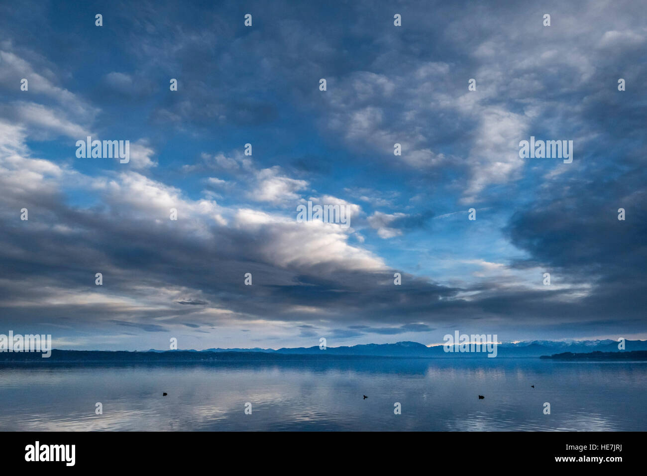 Evening mood in autumn on Lake Starnberger See, Bavaria, Germany Stock Photo
