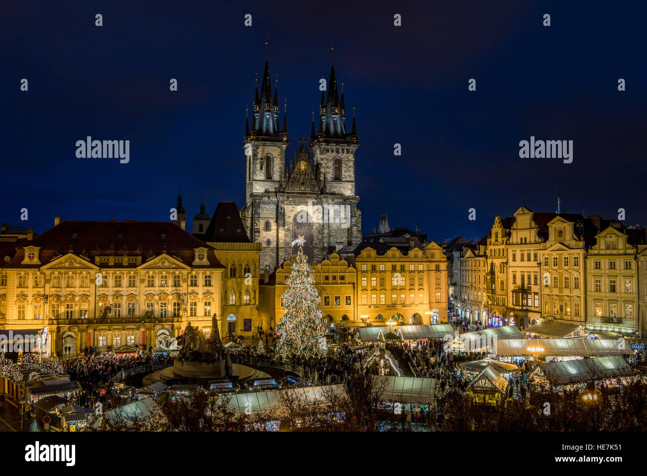 Christmas market at the Old Town square in Prague, Czech Republic, Europe Stock Photo