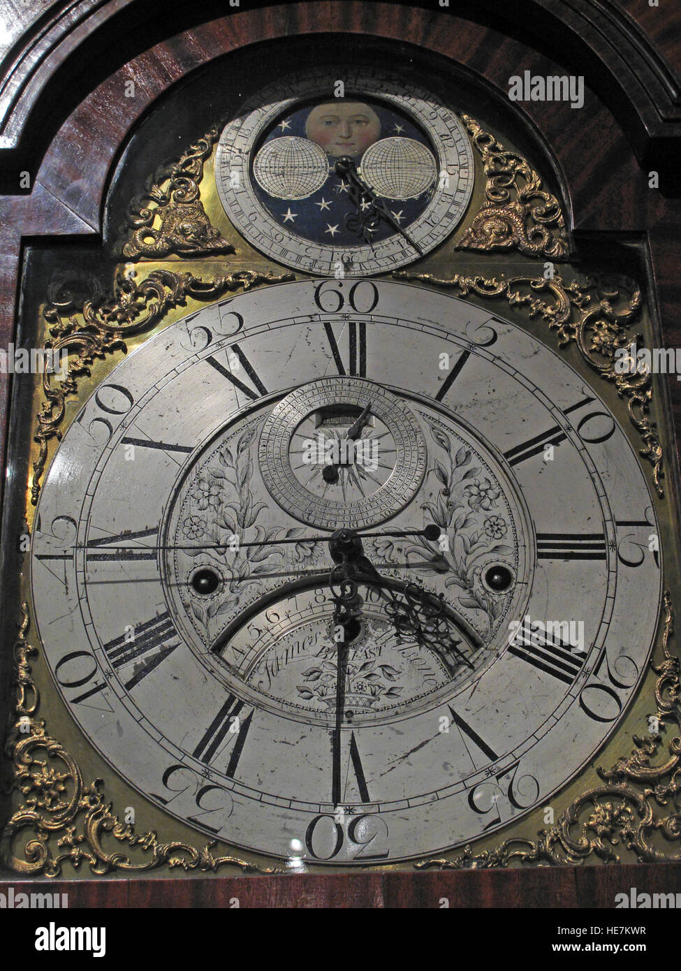 Indoor Grandfather clock, made in Belfast,Northern Ireland,UK Stock Photo