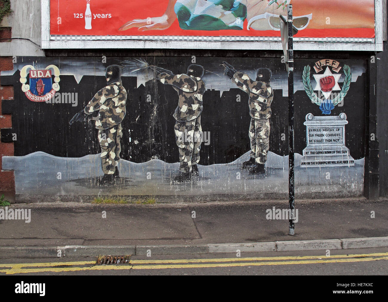 UFF Unionist mural, off Shankill Road West Belfast,Northern Ireland,UK - UDA / UFF Stock Photo