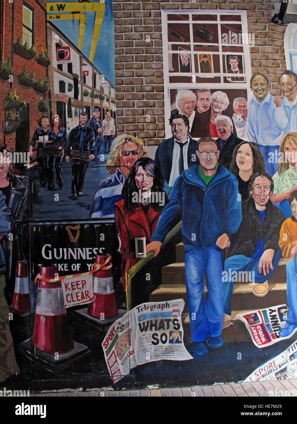 Duke Of York Pub,Belfast - Titanic mural artworks Irish famous people Stock Photo