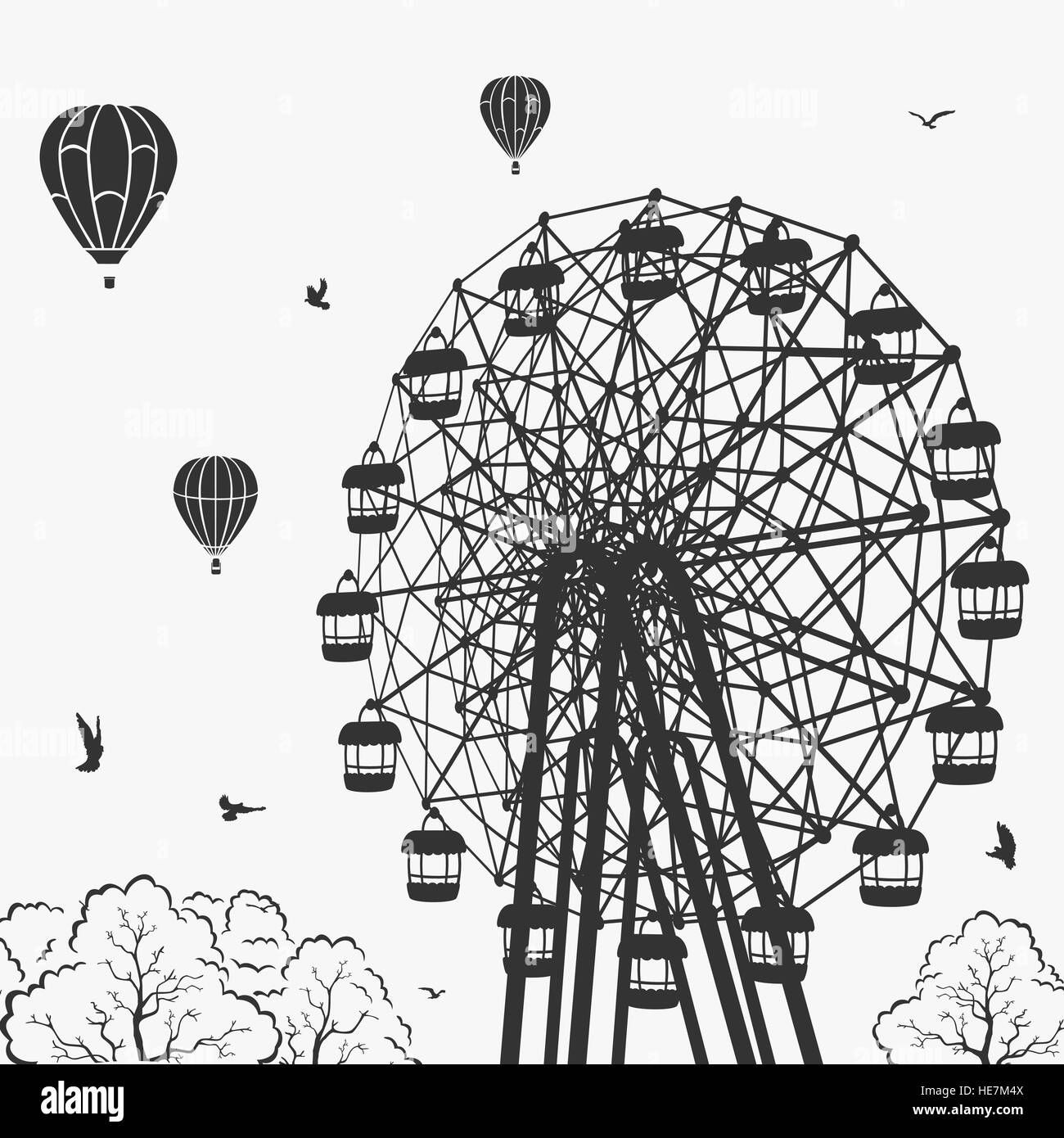 Ferris wheel at an amusement park Stock Vector