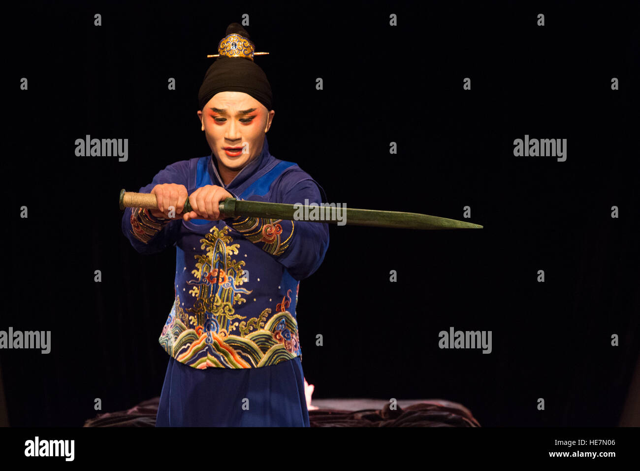 Actor Zhang Jun performing Hamlet in chinese to commemorate the 400th anniversary of the death of Shakespeare and Tang Xianzu Stock Photo