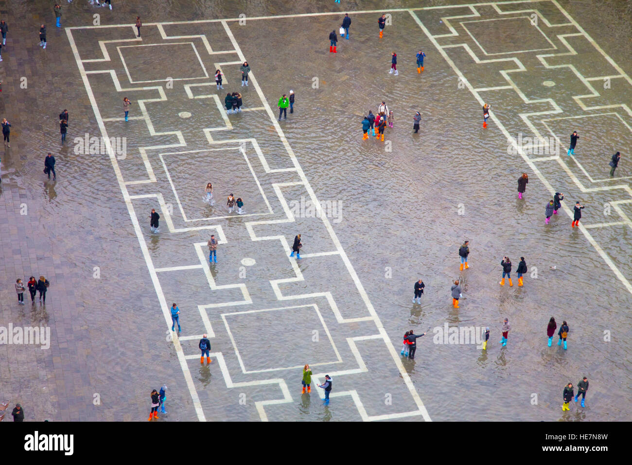 Flooded San Marco square in Venice Stock Photo