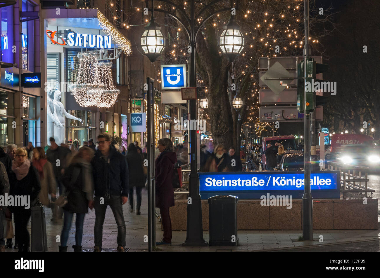 Christmas time on the Königsallee, Düsseldorf, Germany. Stock Photo