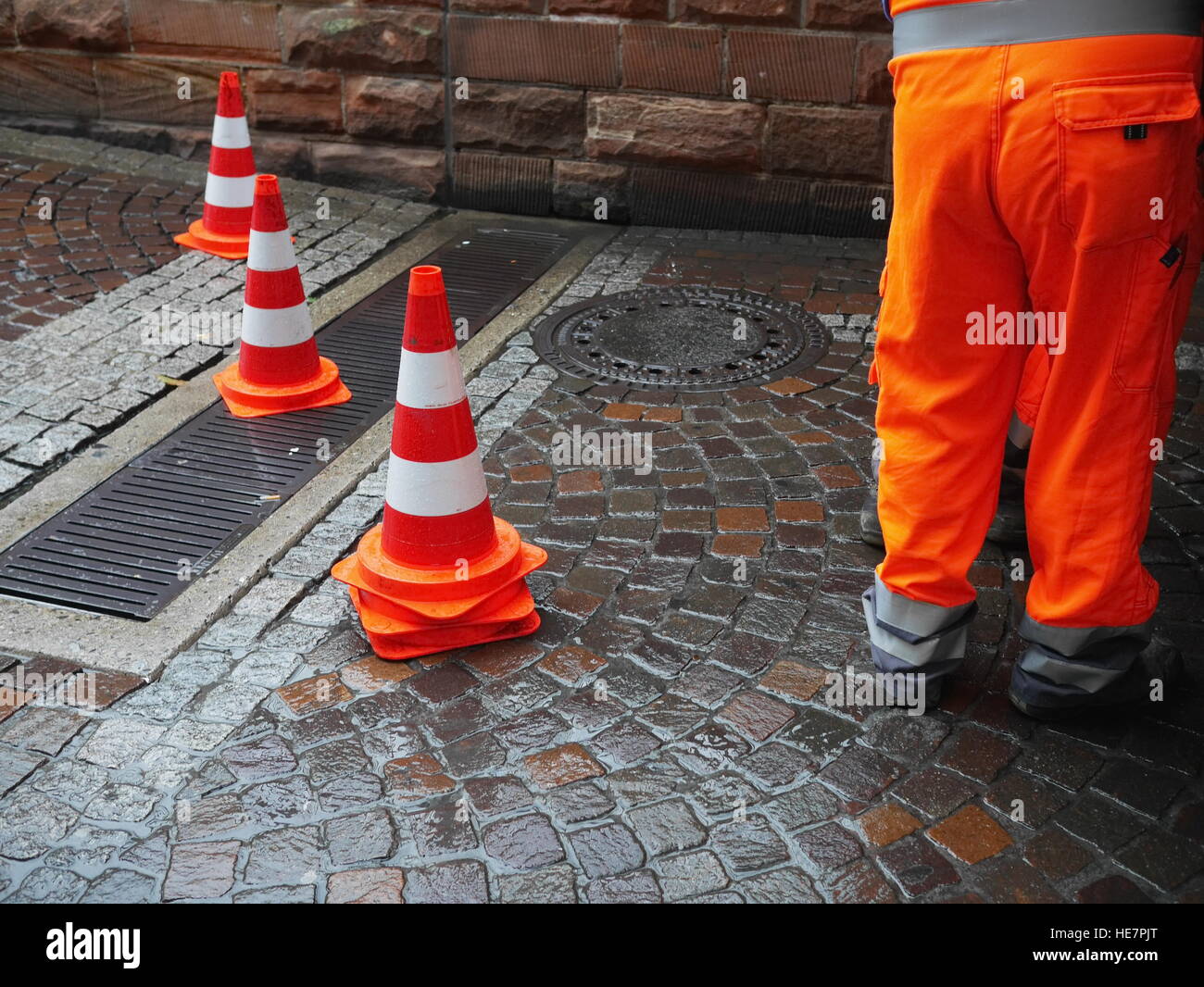street worker traffic cone Stock Photo - Alamy