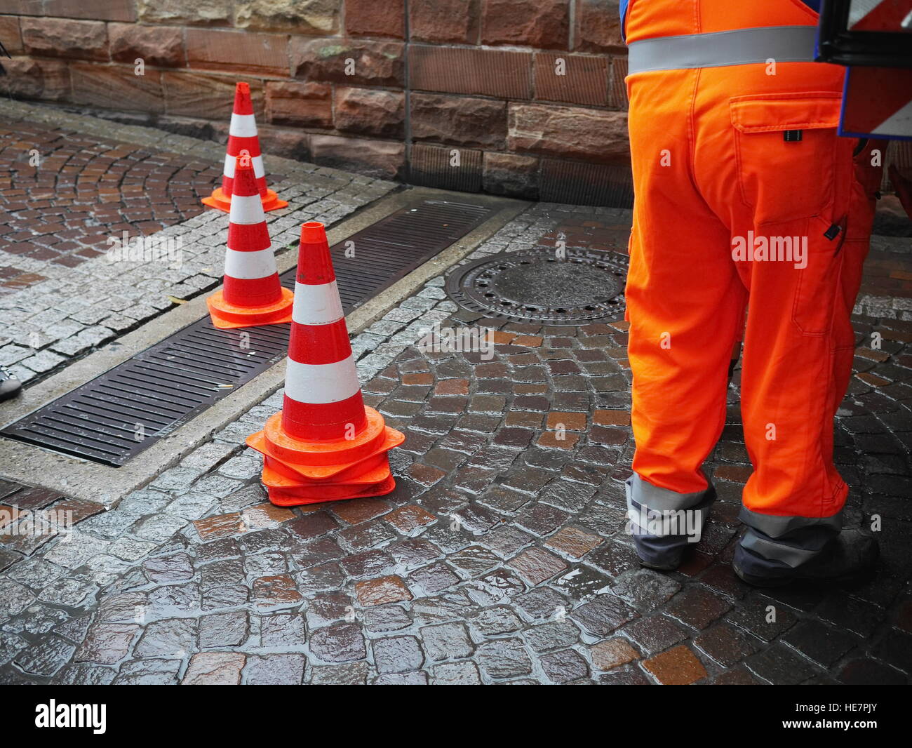 street worker traffic cone Stock Photo - Alamy