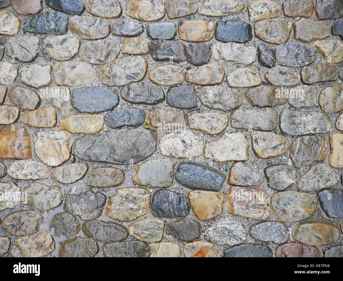 cobblestone wet Stock Photo