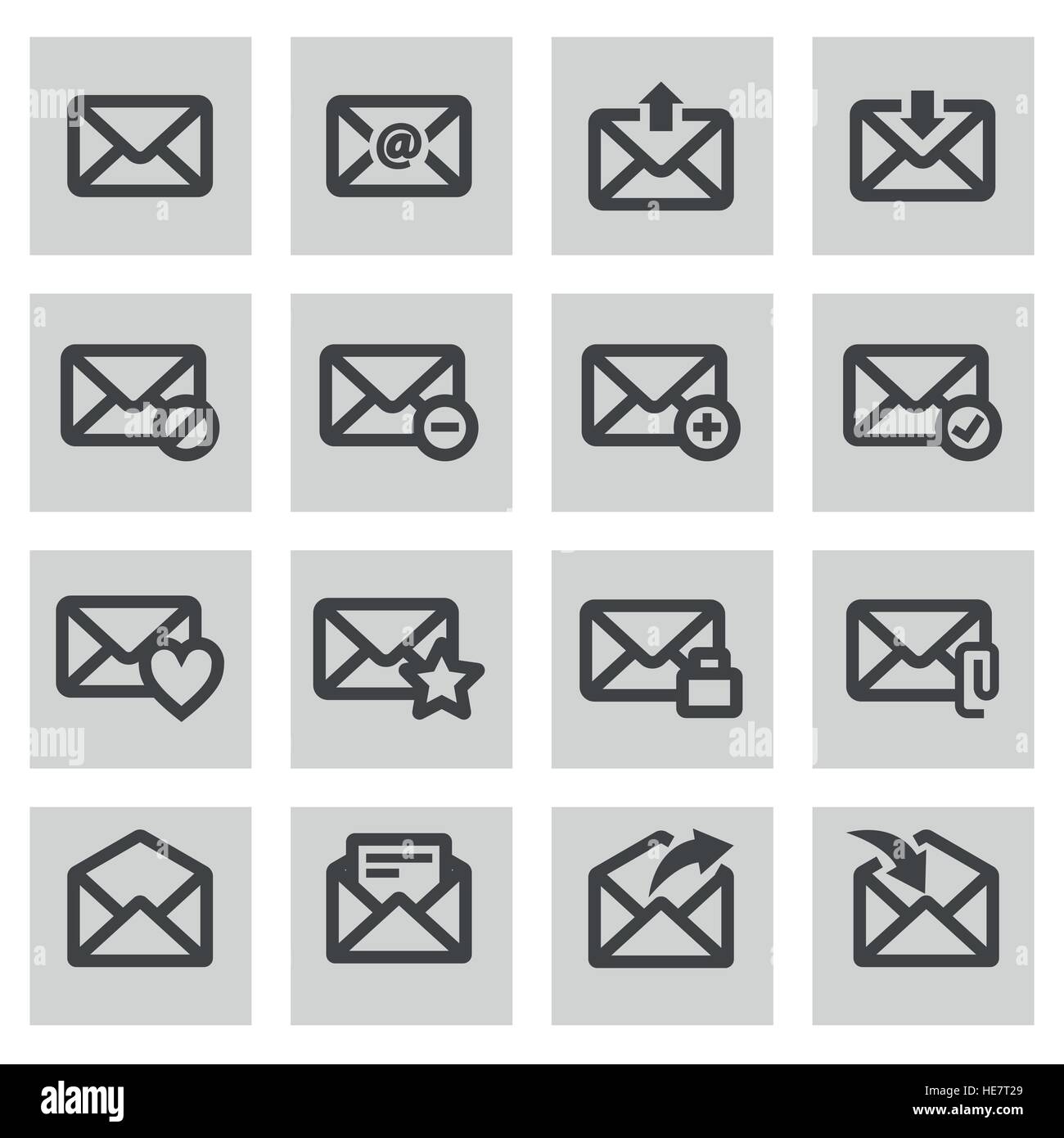 Vector line email icons set Stock Vector Image & Art - Alamy