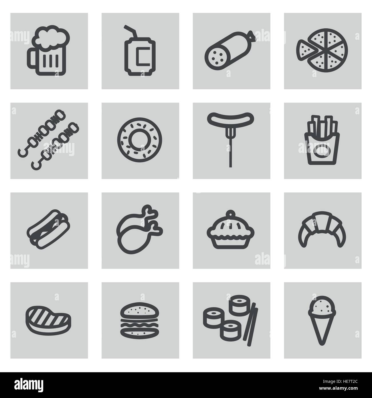 Vector line fastfood icons set Stock Vector Image & Art - Alamy