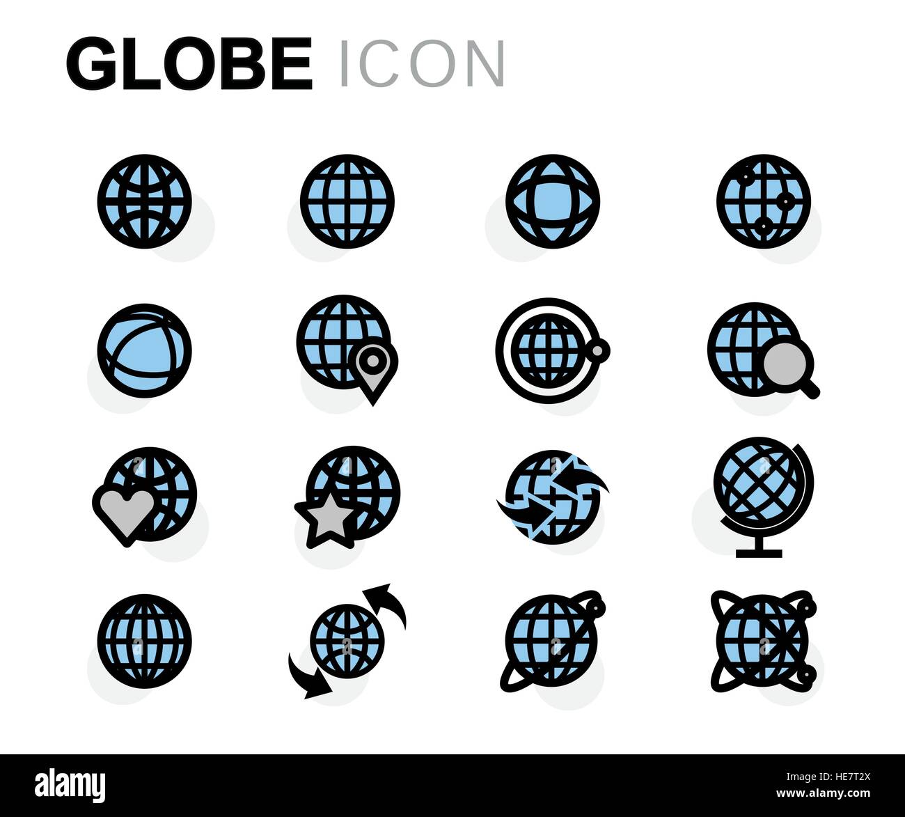 Vector flat globe icons set Stock Vector Image & Art - Alamy