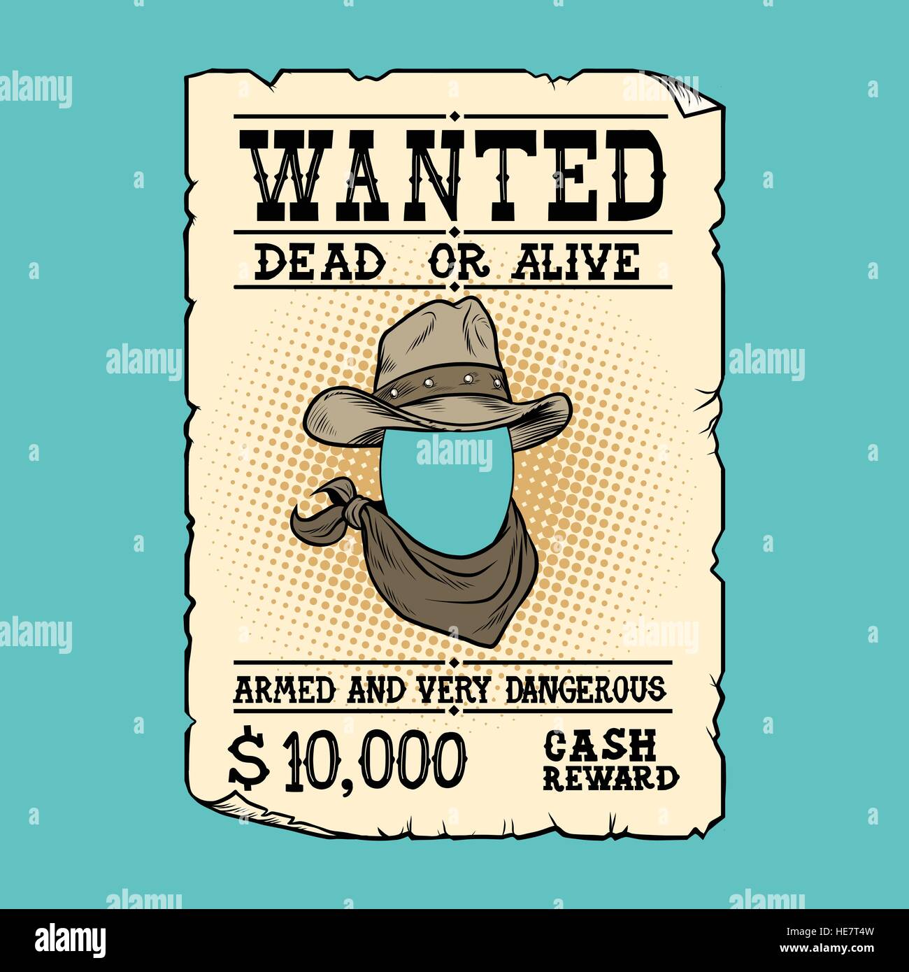 Western ad wanted dead or alive Stock Vector