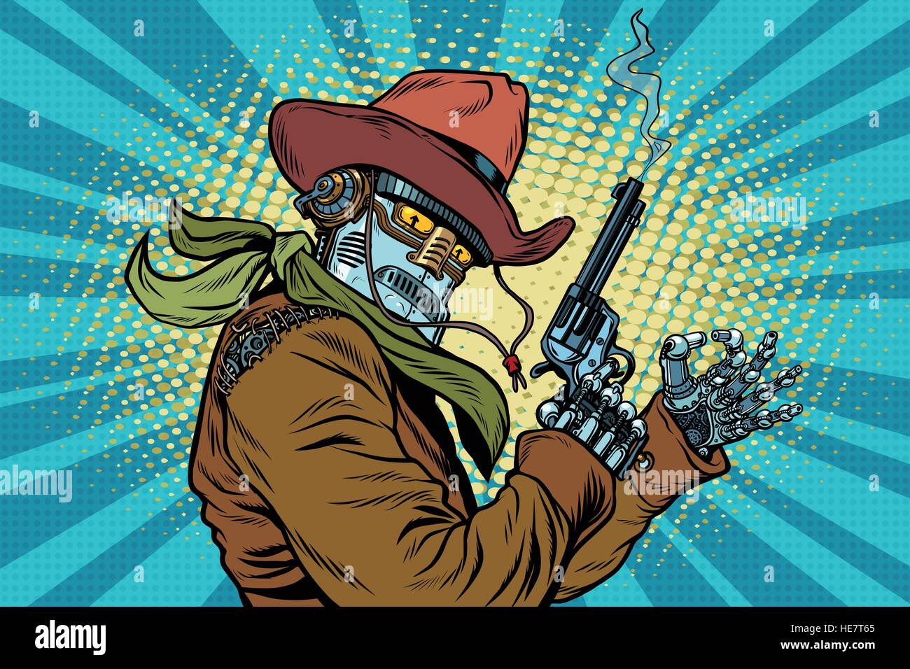 Robot cowboy wild West, OK gesture Stock Vector Image & Art - Alamy