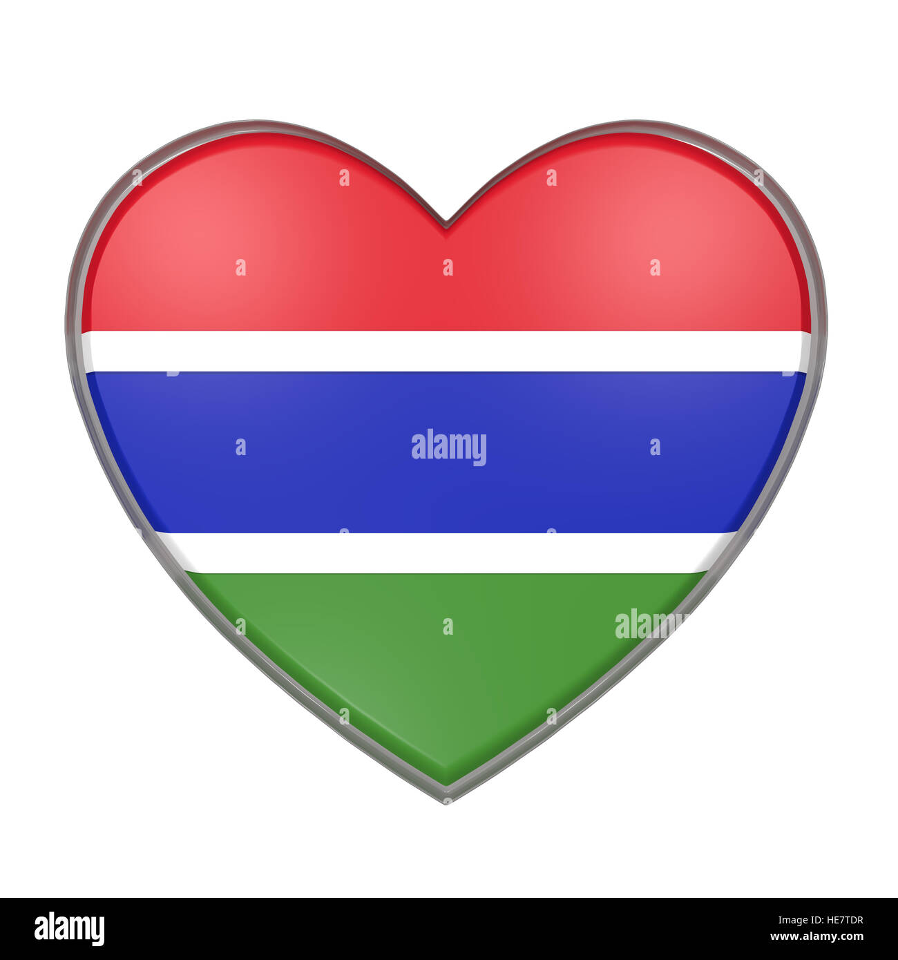 3d rendering of a Gambia flag on a heart. White background Stock Photo ...