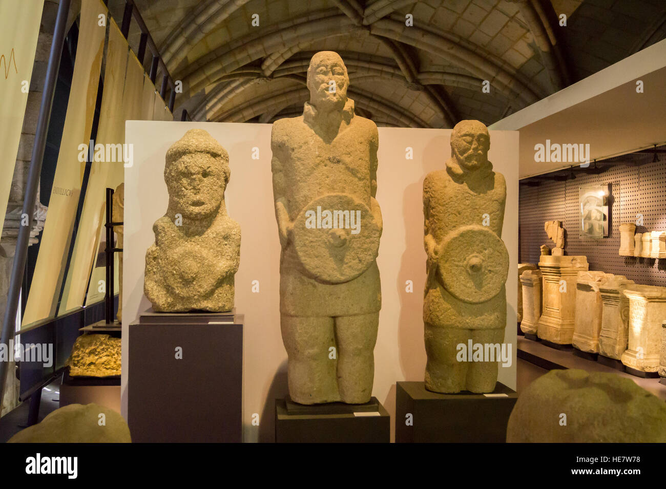 Statues of Lusitanian warriors, 1st. century BC, National Archaeology Museum, Belém, Lisbon Portugal Stock Photo
