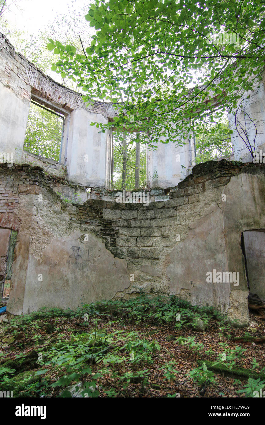 Abandoned old ruin in the woods - Summerhouse Zahradky Stock Photo