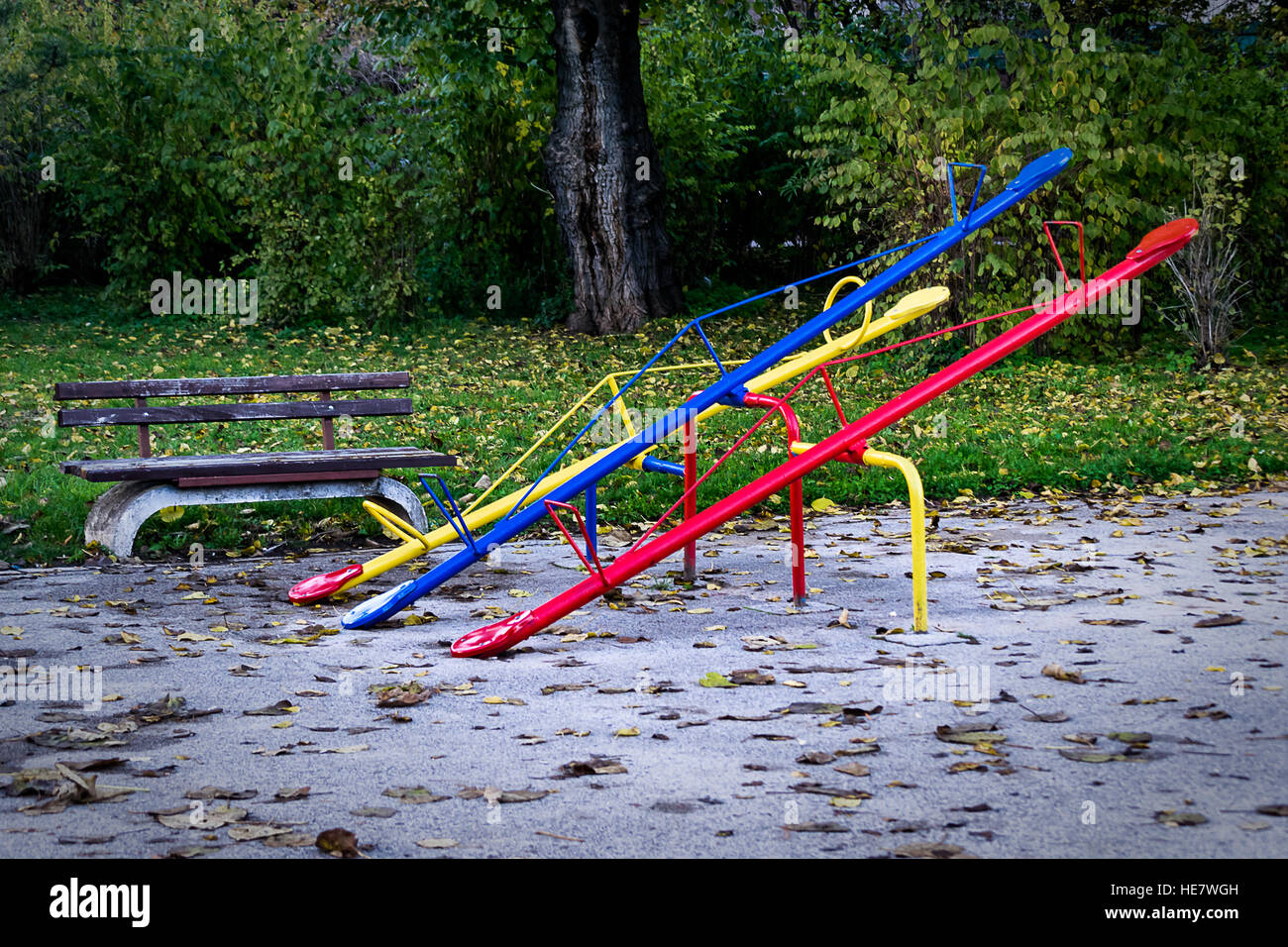 Seesaw or teeter-totter in the park Stock Photo