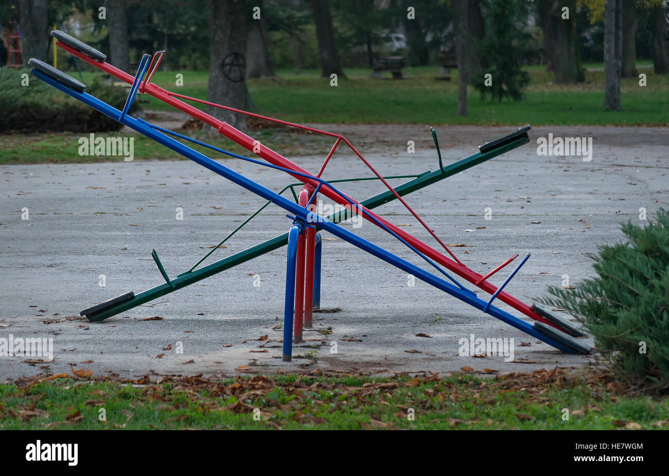 Seesaw or teeter-totter in the park Stock Photo