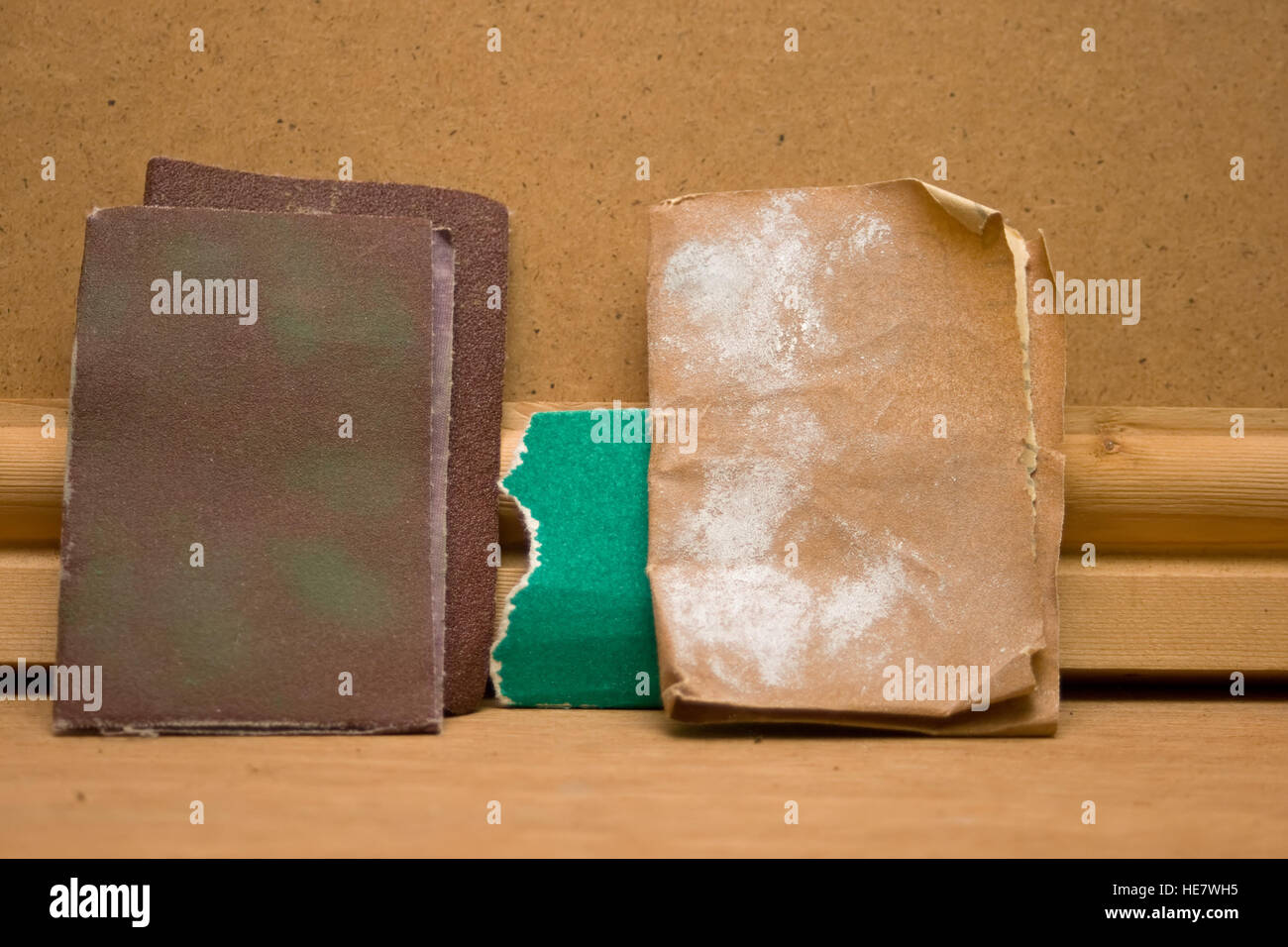 Various grades or grits of used sandpaper Stock Photo Alamy