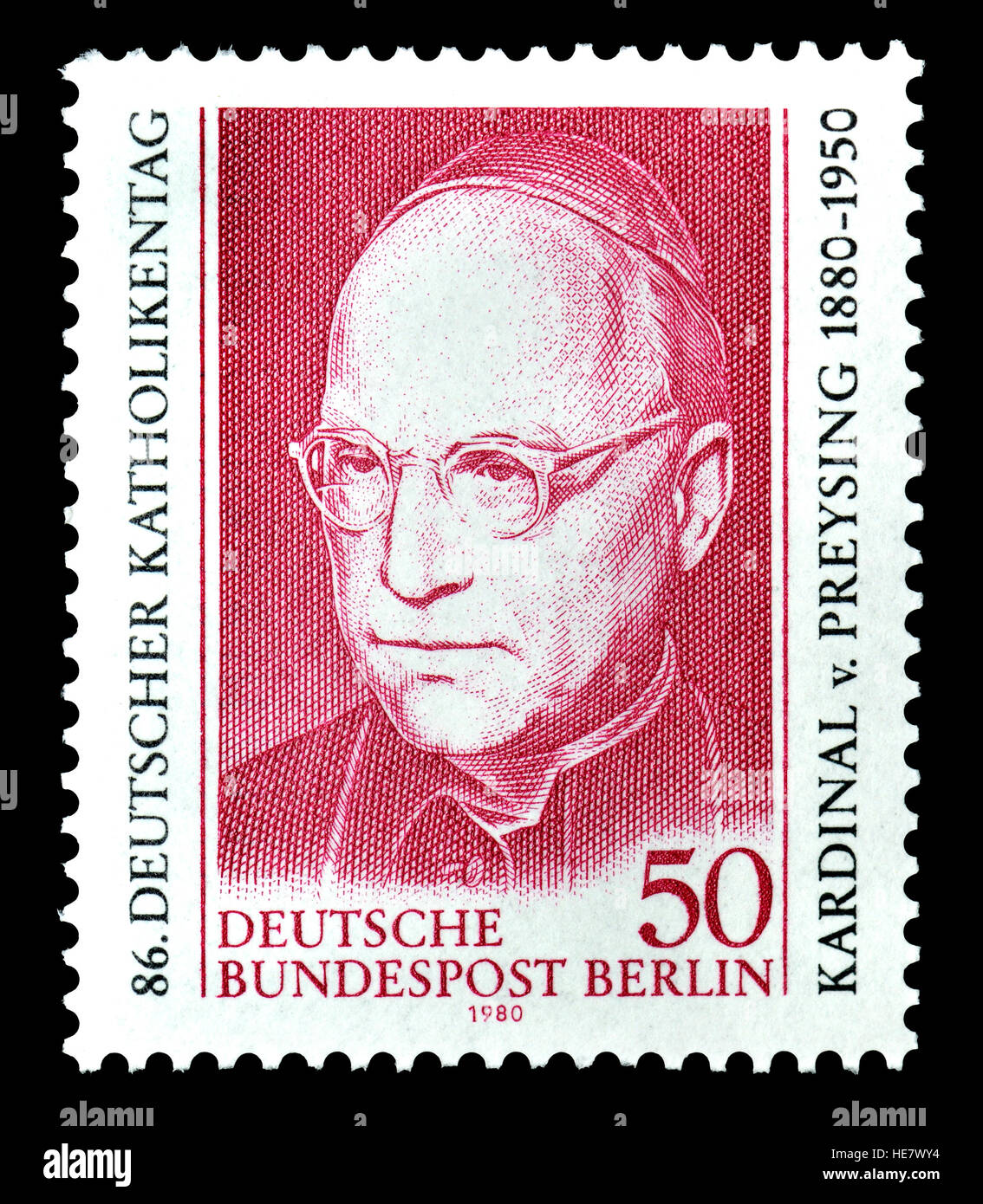 German (W Berlin) postage stamp (1980) : Cardinal Konrad von Preysing (Johann Konrad Maria Augustin Felix, Graf von Preysing Lichtenegg-Moos (1880.... Stock Photo