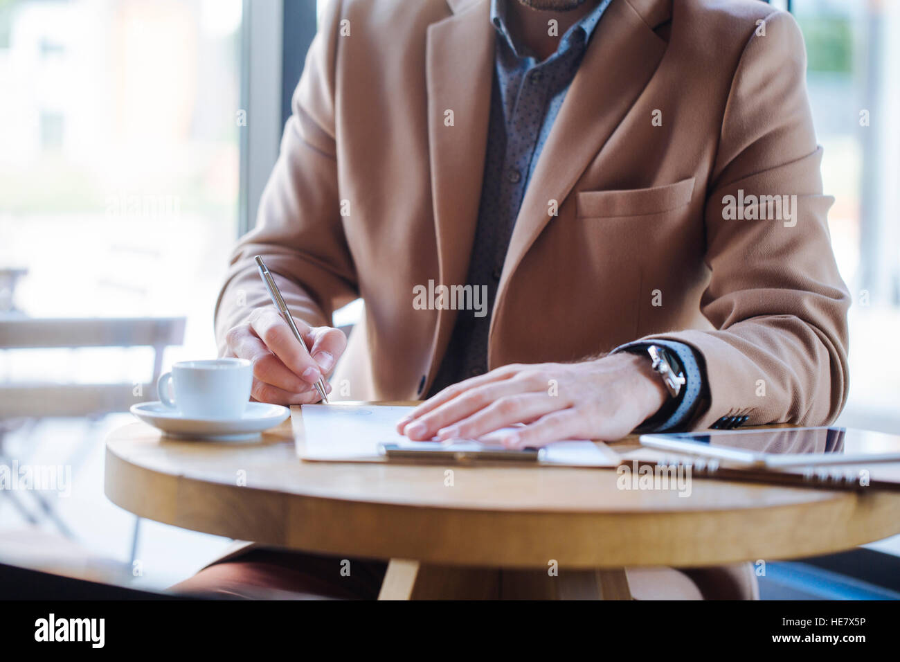 Businessman writing Stock Photo
