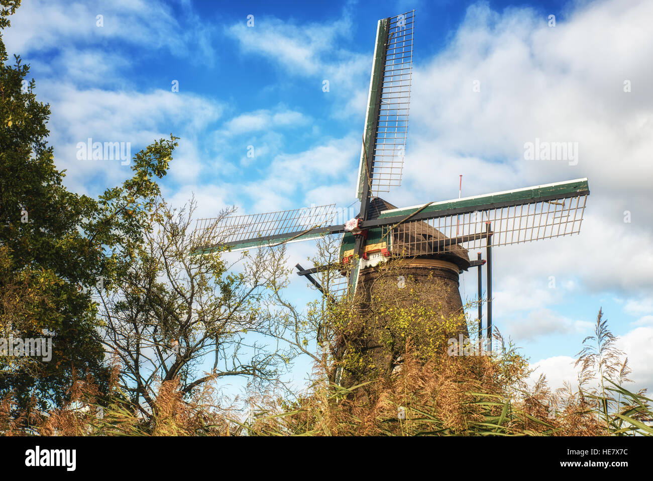 Historic windmill at Kinderdijk. The Netherlands Stock Photo